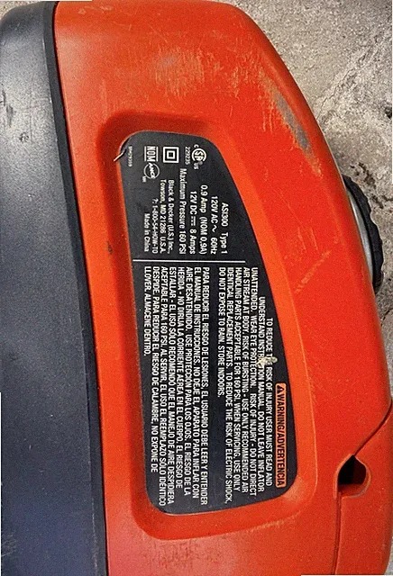 Black & Decker Air Station ASI300 Portable Air Compressor 120V/12V 120 PSI Oran...
